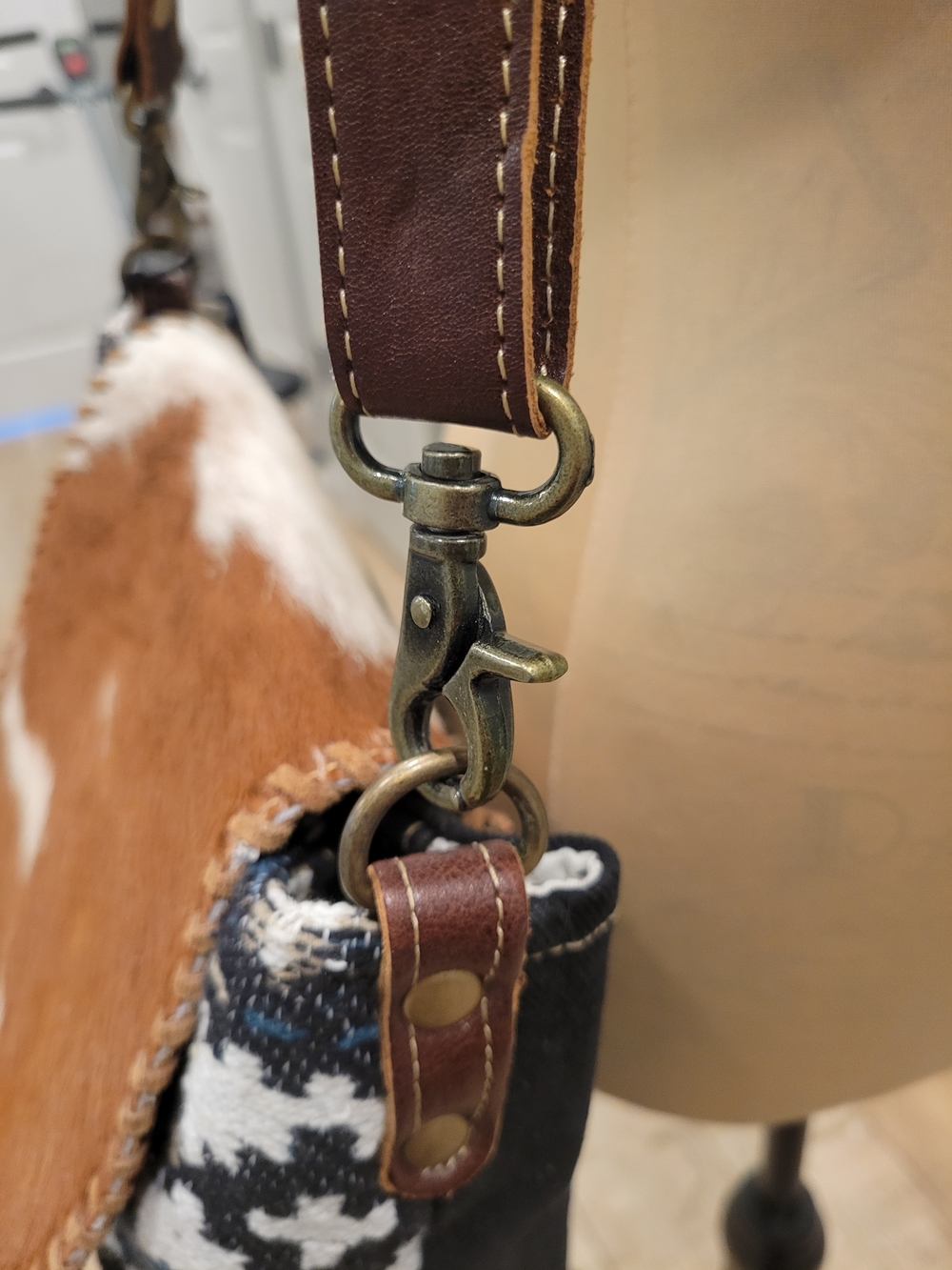 NWT Myra Bag Brown & White Cowhide, Western - Boho Shoulder Satchel - Picture 6 of 11